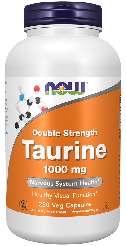 NOW Supplements, Taurine 1,000 mg, Double Strength, 250 Veg Caps