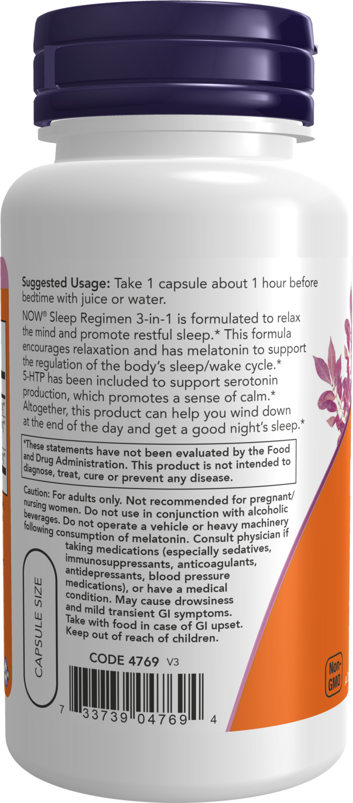 NOW Supplements, Sleep Regimen 3-In-1, Melatonin, L-Theanine, 90 Veg Caps