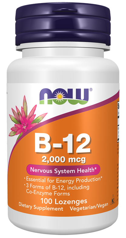 NOW Supplements, B-12 2,000 mcg, Energy Production*, 100 Lozenges