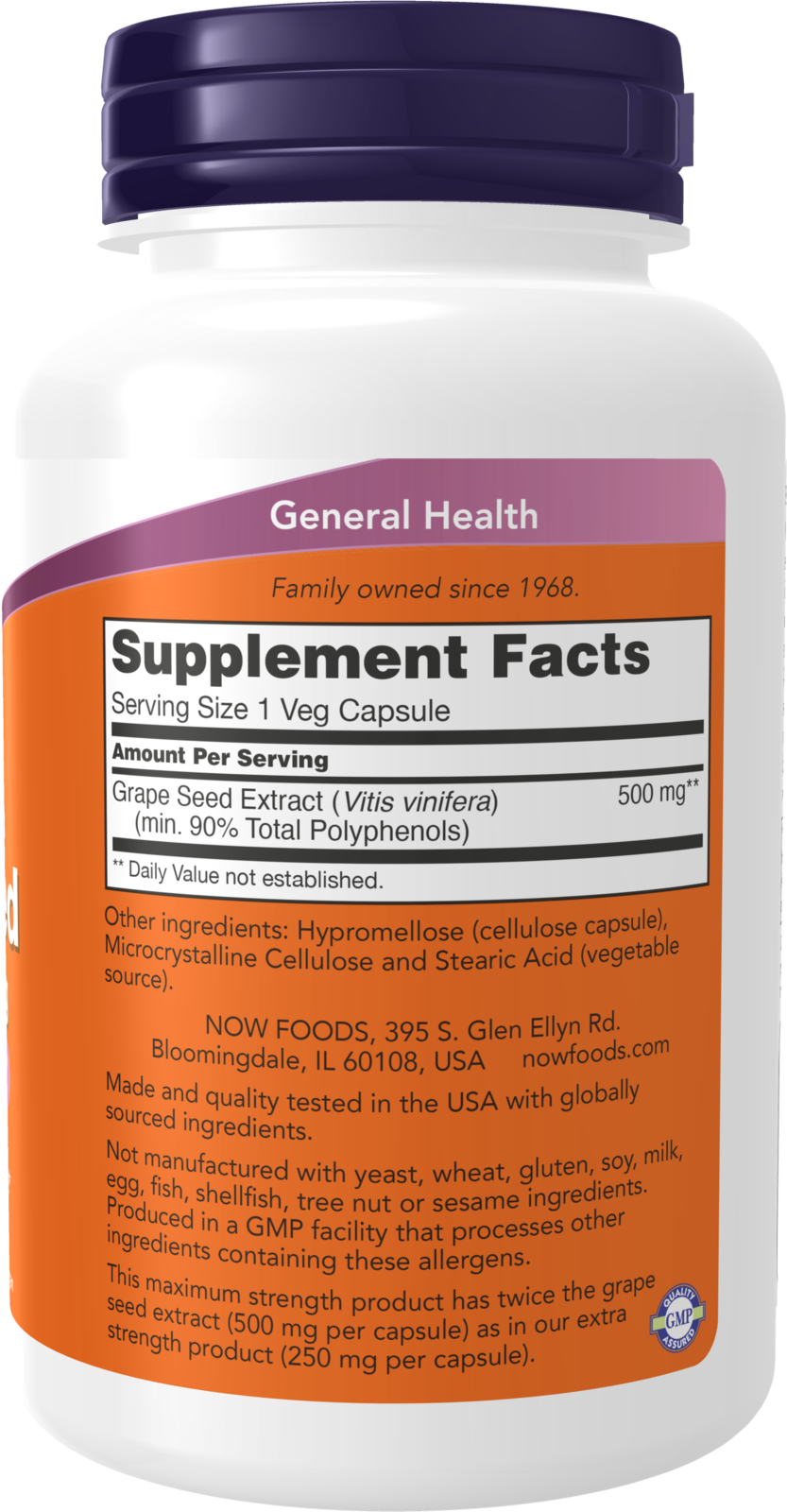 NOW Supplements, Grape Seed Extract, Maximum Strength 500 mg, 90 Veg Caps