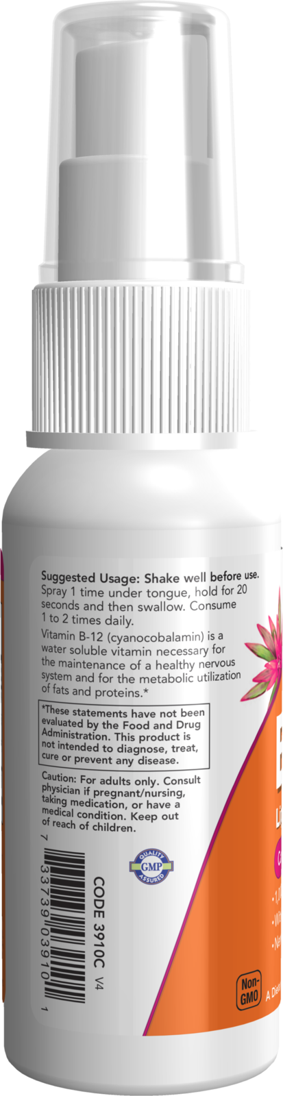 NOW Supplements, Vitamin B-12 Liposomal Spray with Folic Acid, TMG, 2 oz