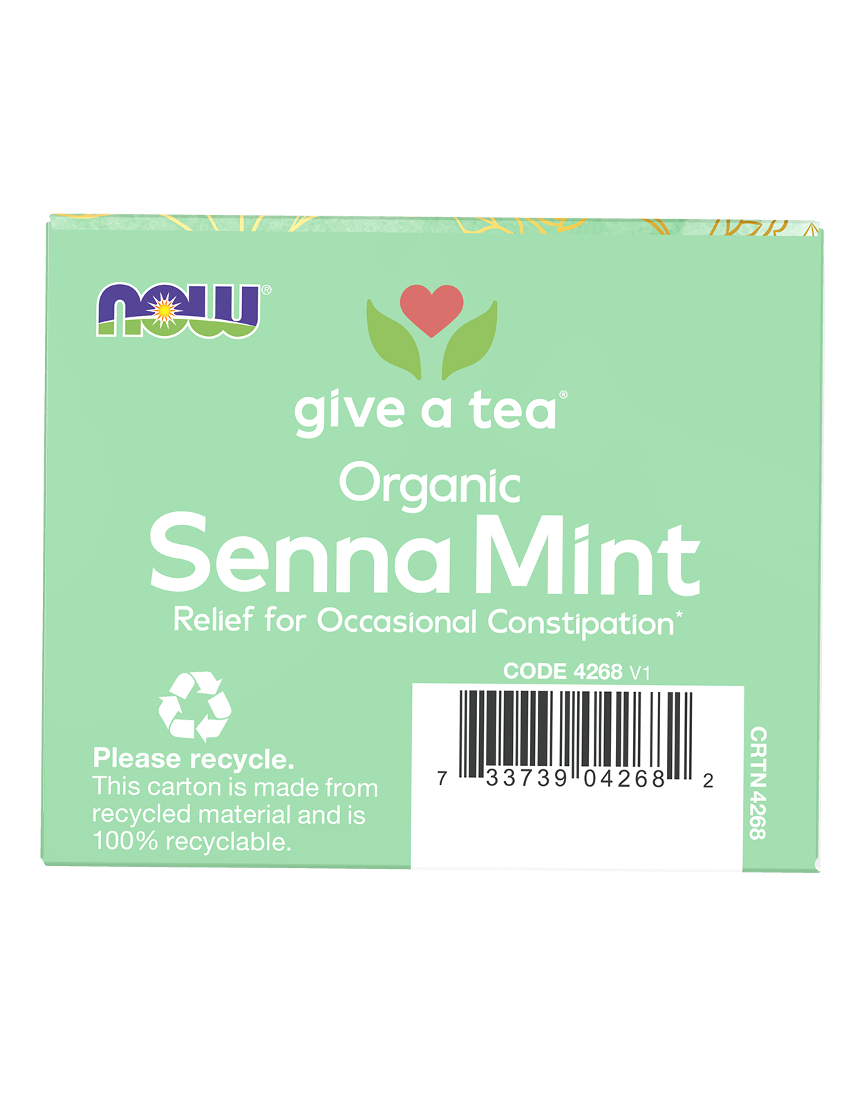 NOW Give a Tea® Organic Senna Mint Tea, Occasional Constipation*, 24 bags