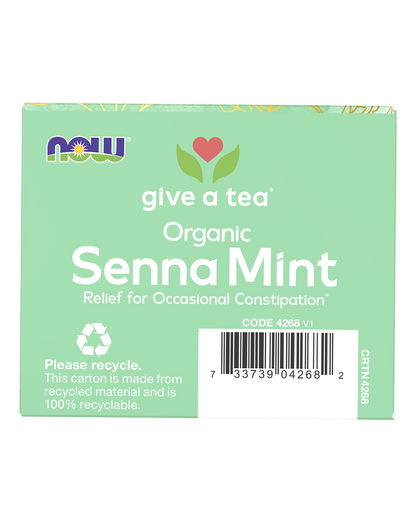 NOW Give a Tea® Organic Senna Mint Tea, Occasional Constipation*, 24 bags