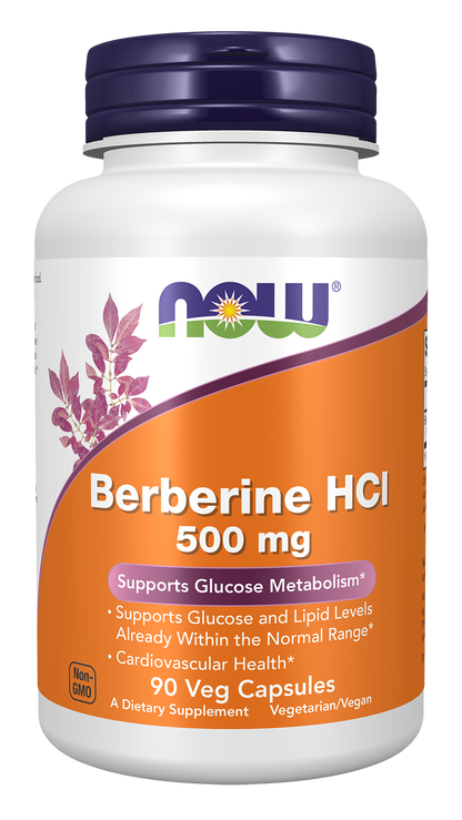 NOW Supplements, Berberine HCL 500 mg, Supports Glucose Metabolism*, 90 Veg Capsules
