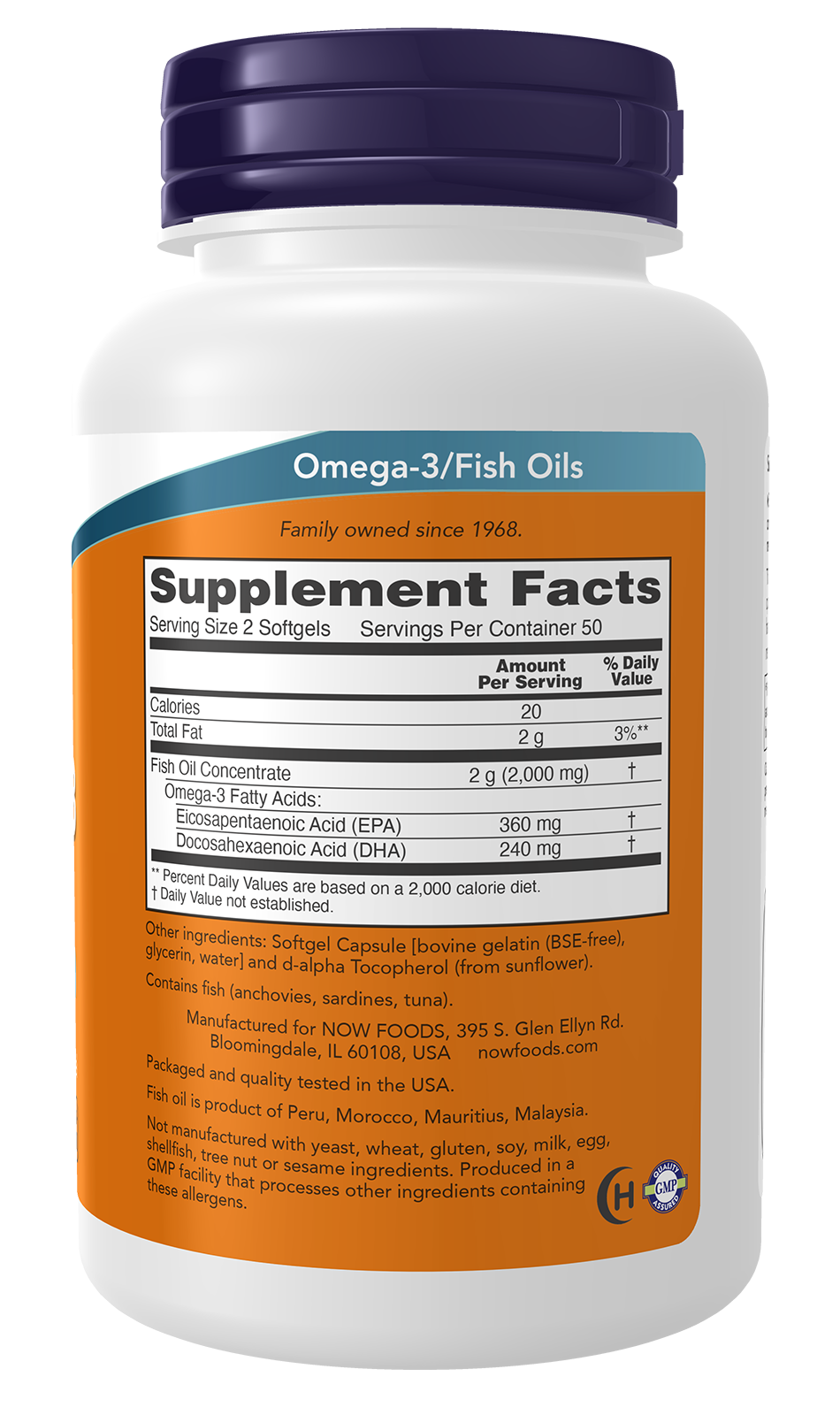 NOW Supplements, Omega-3, Molecularly Distilled, 100 Softgels