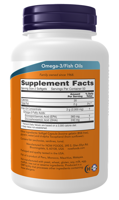 NOW Supplements, Omega-3, Molecularly Distilled, 100 Softgels