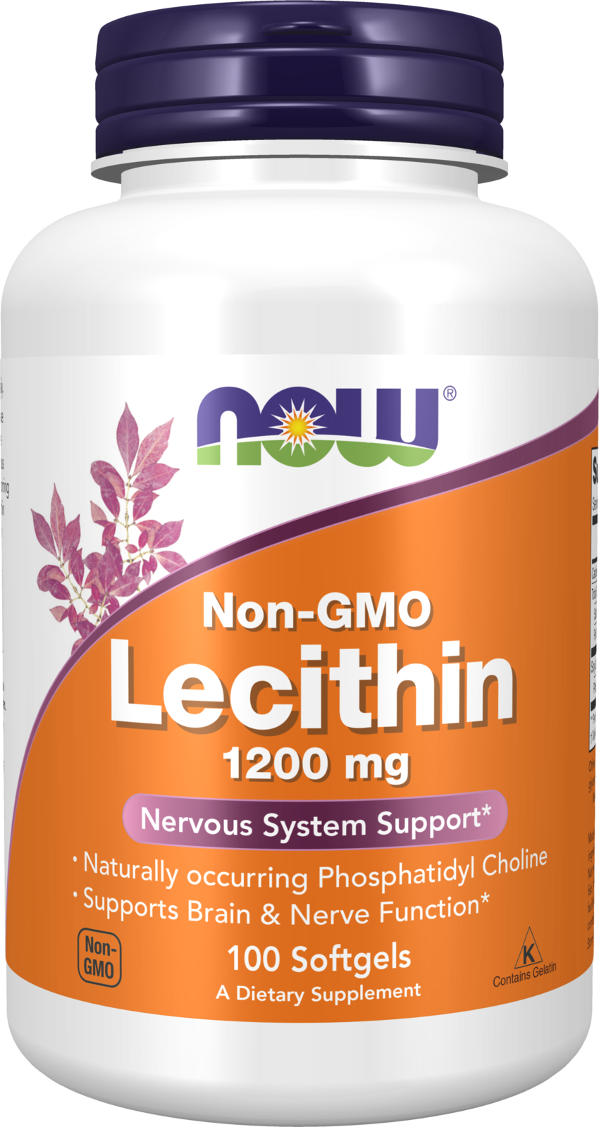 NOW Supplements, Lecithin 1200 mg, Phosphatidyl Choline, 100 Softgels