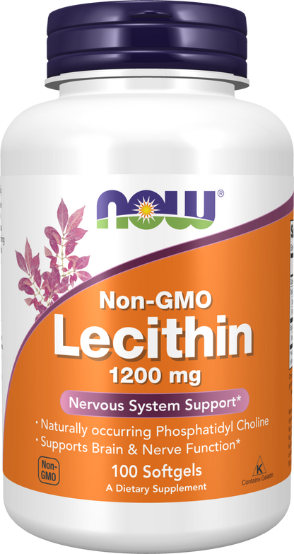 NOW Supplements, Lecithin 1200 mg, Phosphatidyl Choline, 100 Softgels