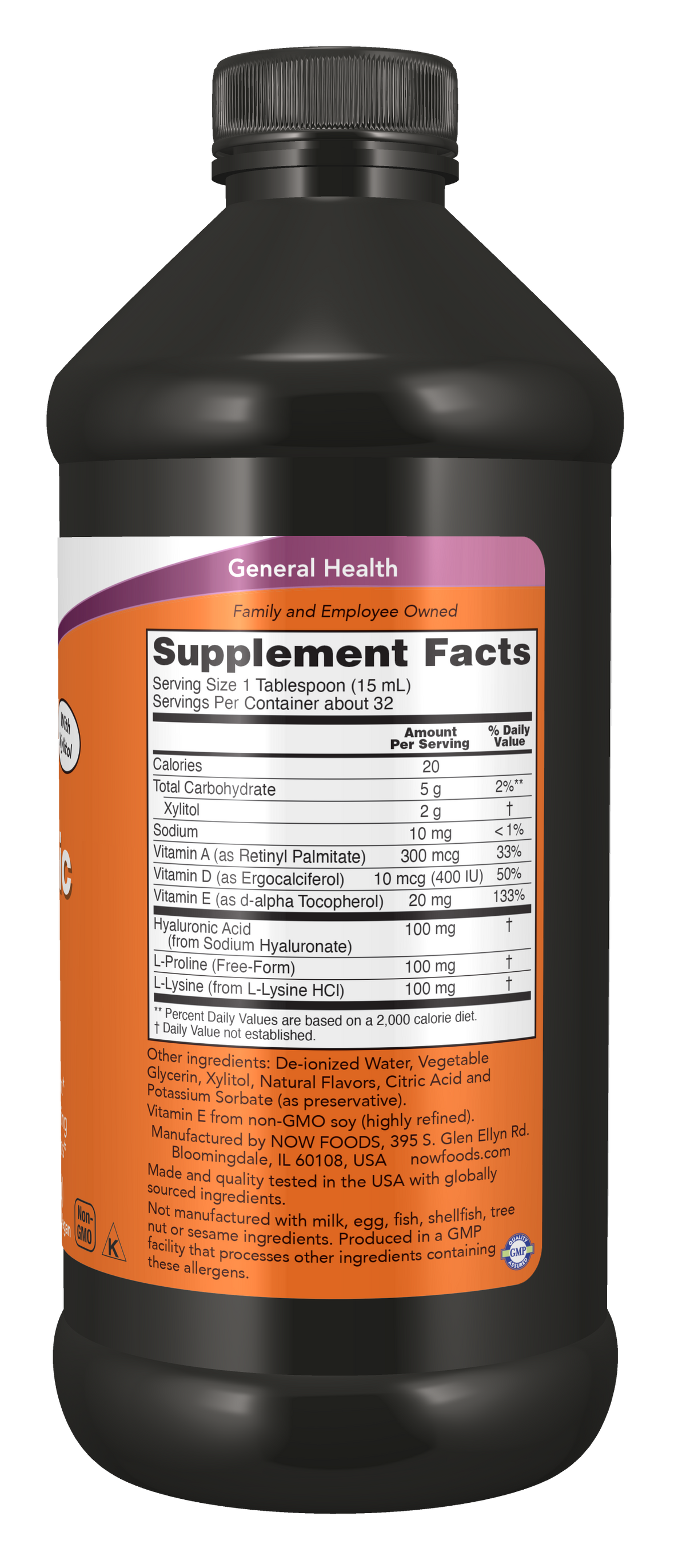 NOW Supplements, Liquid Hyaluronic Acid, Berry Flavor, 16 oz