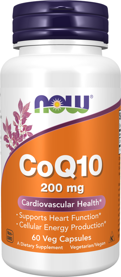 NOW Supplements, CoQ10 200 mg, Pharmaceutical Grade, 60 Veg Caps