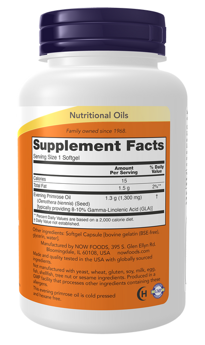 NOW Supplements, Super Primrose 1300 mg with GLA, 60 Softgels