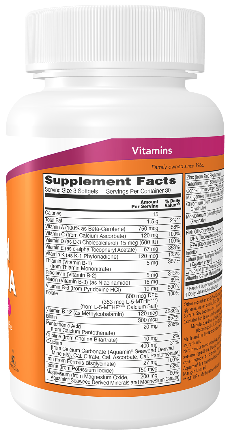 NOW Supplements, Prenatal Gels + DHA with 250 mg DHA, 90 Softgels