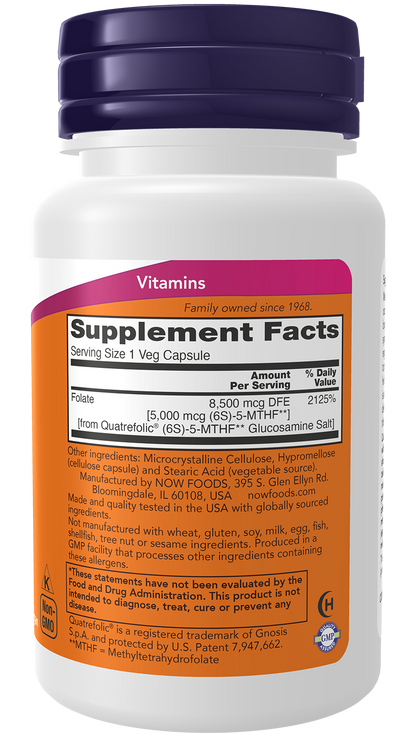 NOW Supplements, Methyl Folate 5000 mcg, 50 Veg Caps