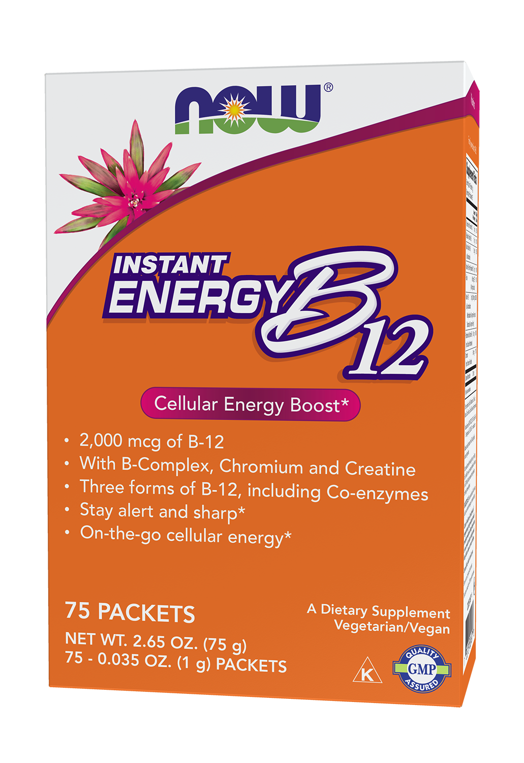 NOW Supplements, Instant Energy B-12 (2,000 mcg per packet), 75 Packets