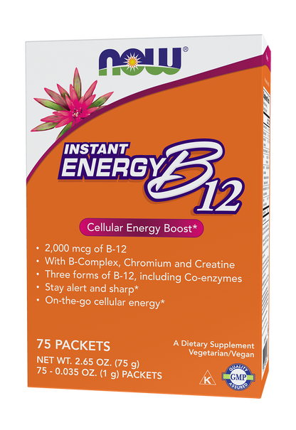 NOW Supplements, Instant Energy B-12 (2,000 mcg per packet), 75 Packets