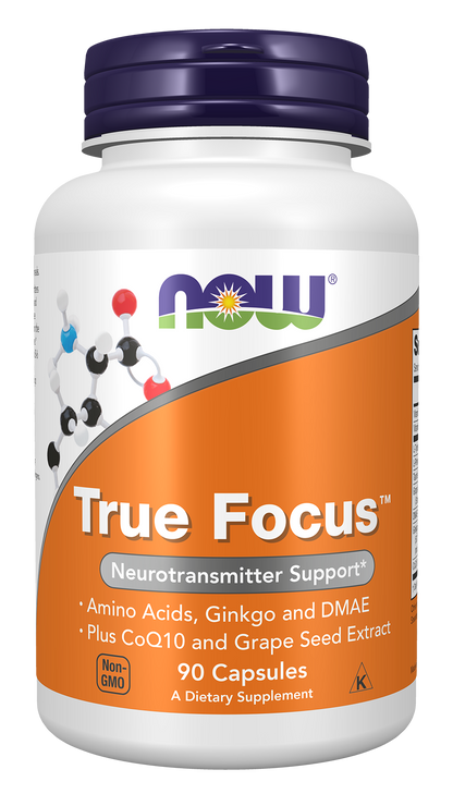 NOW Supplements, True Focus, with Amino Acids, DMAE + CoQ10, 90 Veg Caps
