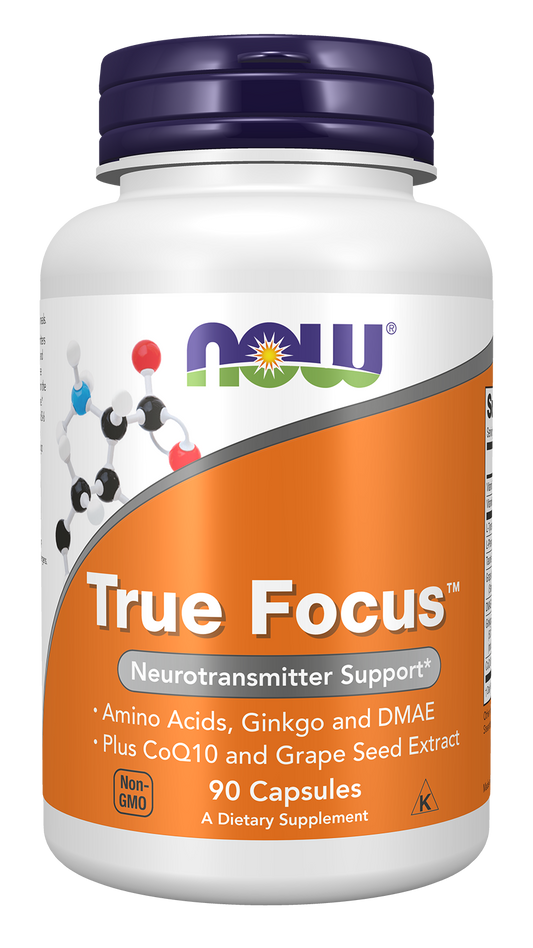 NOW Supplements, True Focus, with Amino Acids, DMAE + CoQ10, 90 Veg Caps