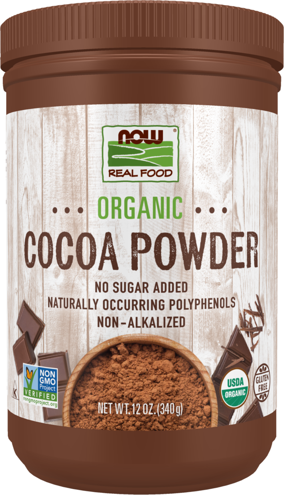 NOW Foods, Certified Organic Cocoa Powder, 12 oz