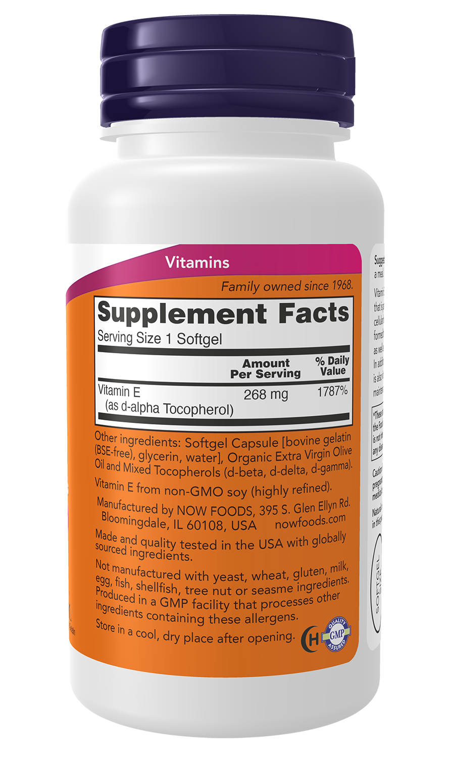 NOW Supplements, Vitamin E-400 IU Mixed Tocopherols, 100 Softgels