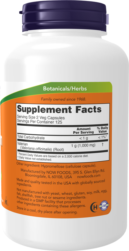NOW Supplements, Valerian Root (Valeriana officinalis) 500 mg, 250 Veg Caps