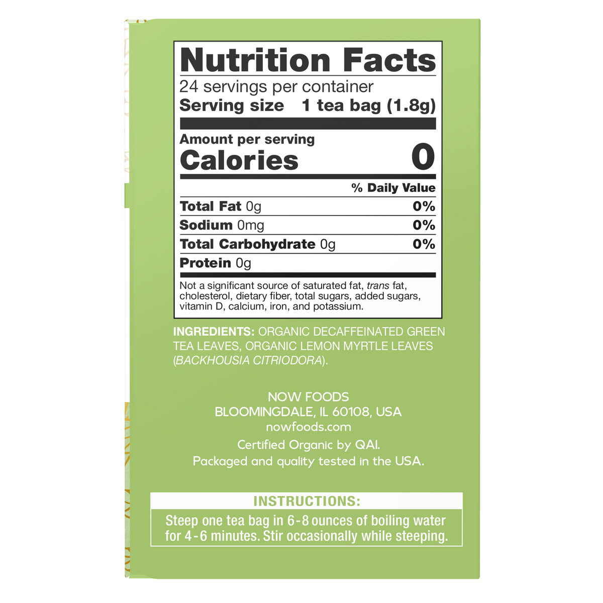 NOW Foods Give a Tea® Organic Green Tranquility Blend, 24 bags