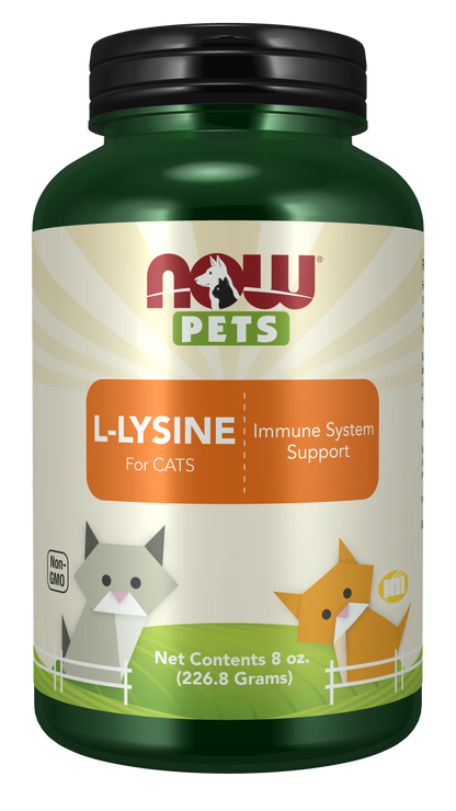NOW Pet Health, L-Lysine Supplement, Powder, For Cats, 8-Ounce