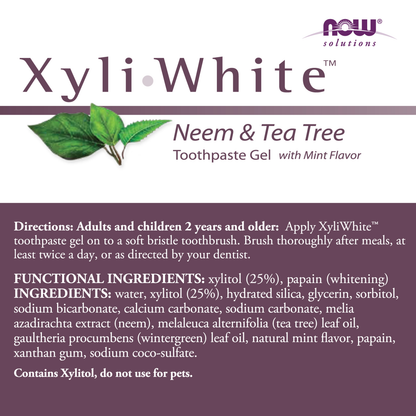 NOW Solutions, Xyliwhite™ Toothpaste Gel, Neem and Tea Tree, 6.4 oz