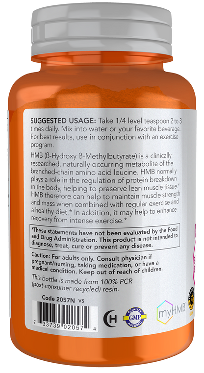 NOW Sports, HMB (β-Hydroxy β-Methylbutyrate) Powder, Sports Recovery*, 90g