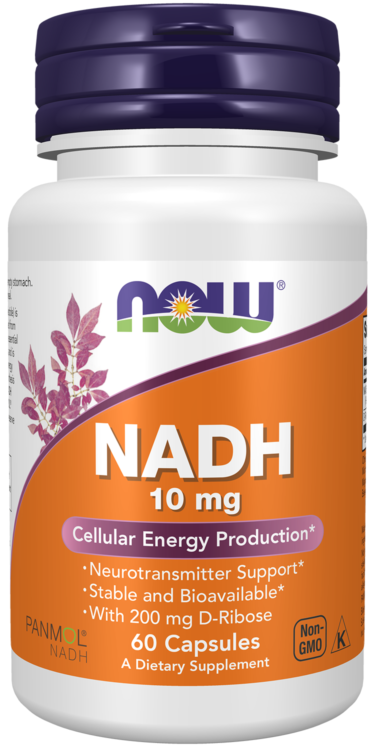 NOW Supplements, NADH 10 mg with 200 mg D-Ribose, 60 Veg Caps