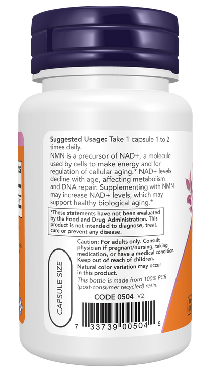 NOW Supplements, NMN 250 mg, Supports Healthy Aging*, 60 Veg Caps