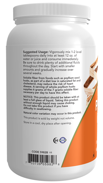 NOW Supplements, Whole Psyllium Husks, Soluble Fiber, 24 oz