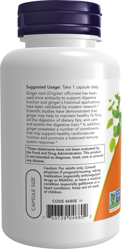 NOW Supplements, Ginger Root 550 mg, Digestive Support*, 100 Veg Caps