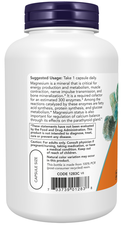 NOW Supplements, Magnesium 400 mg, Nervous System Support*, 180 Veg Caps