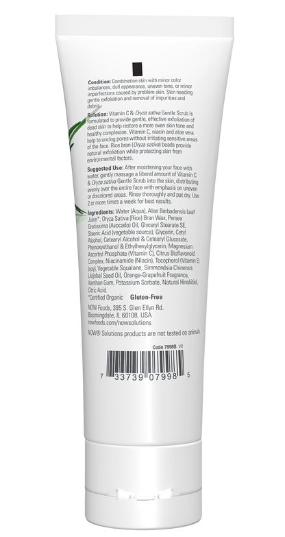 NOW Solutions, Vitamin C and Oryza Sativa Scrub, Brightening, 4 fl. oz