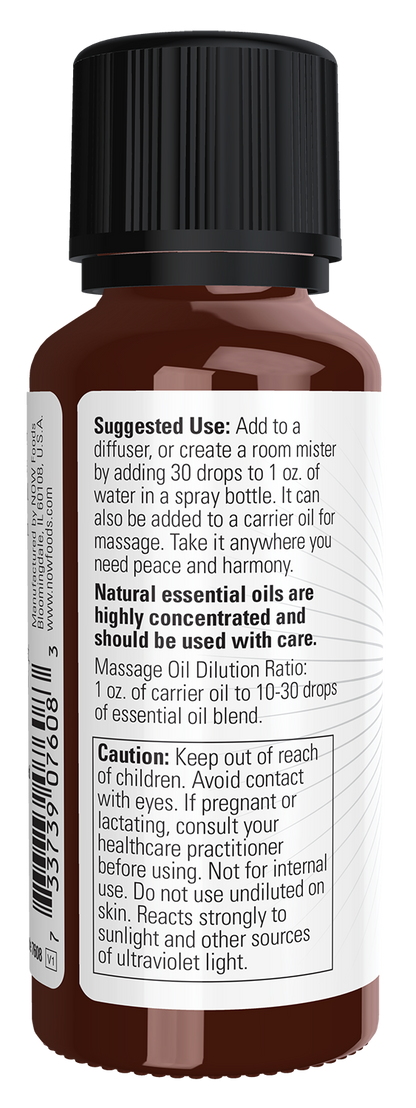NOW Essential Oils, Peace & Harmony Oil Blend, Calming Blend, 1 fl. oz
