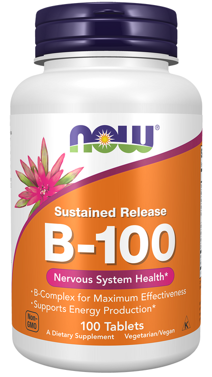 NOW Supplements, Vitamin B-100, Sustained Release, 100 Tabs