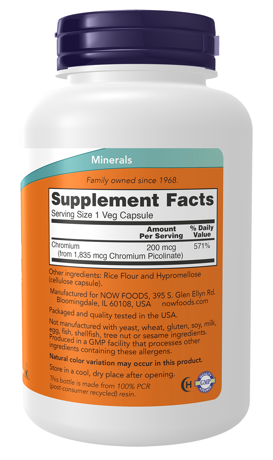 NOW Supplements, Chromium Picolinate 200 mcg, 250 Veg Caps
