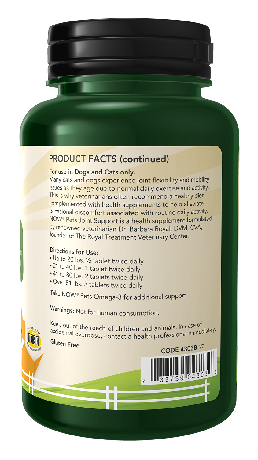 NOW Pet Health, Joint Support Supplement, Cats & Dogs, 90 Chewable Tablets