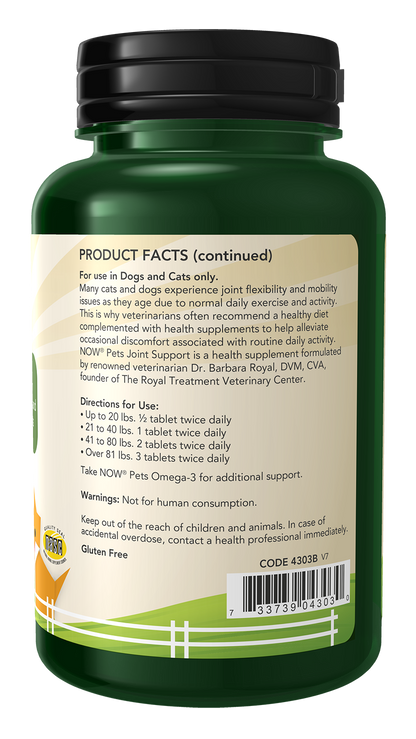 NOW Pet Health, Joint Support Supplement, Cats & Dogs, 90 Chewable Tablets