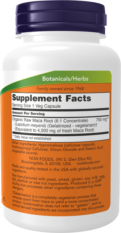 NOW Supplements, Maca 750 mg Raw, Reproductive Health*, 90 Veg Caps
