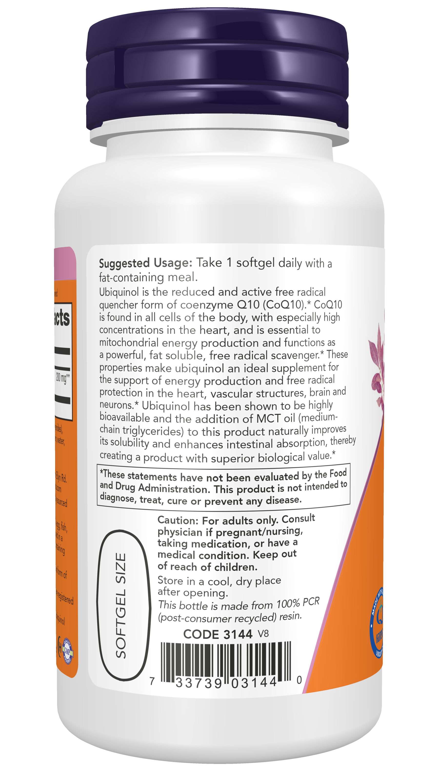 NOW Supplements, Ubiquinol 200 mg, High Bioavailability, 60 Softgels