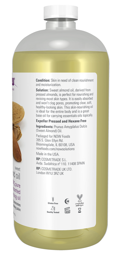 NOW Solutions, Sweet Almond Oil, Moisturizer, Unscented, 32 fl. oz