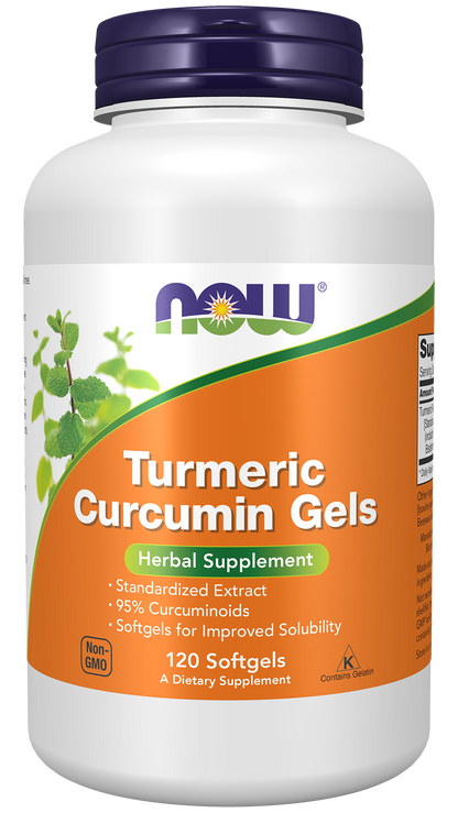 NOW Supplements, Tumeric Curcumin Gels, With 95% Curcuminoids, 120 Softgels