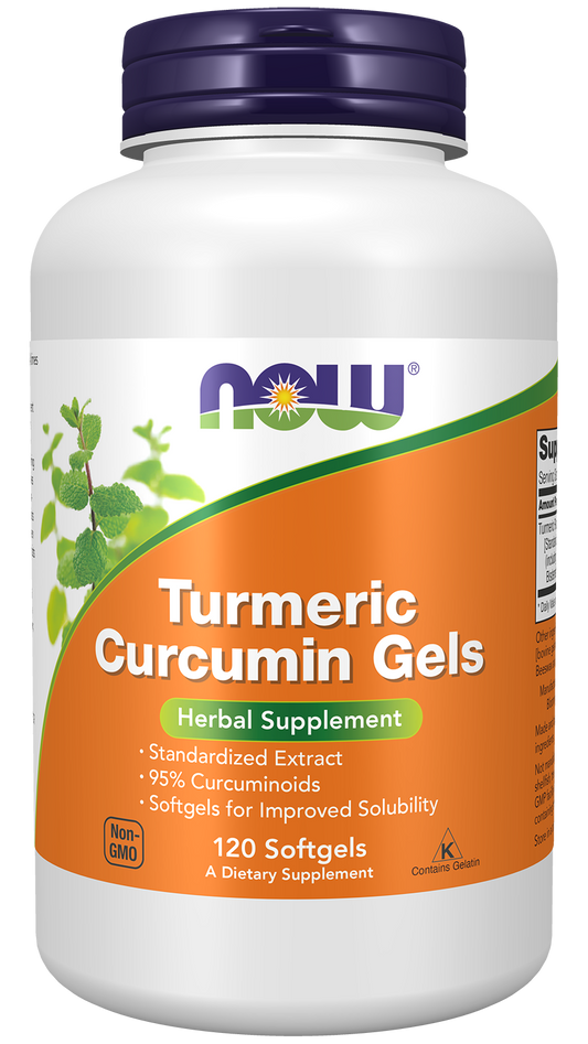 NOW Supplements, Tumeric Curcumin Gels, With 95% Curcuminoids, 120 Softgels
