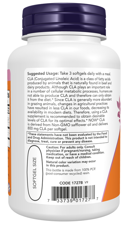 NOW Supplements, CLA 800 mg, Nutritional Oil, 90 Softgels