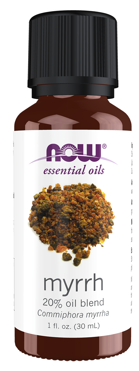 NOW Essential Oils, Myrrh Oil Blend w/ Jojoba, Steam Distilled, 1 fl. oz.
