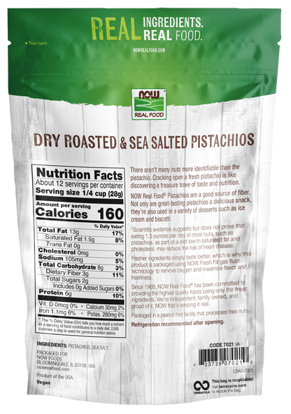NOW Foods, Pistachios, Roasted with Sea Salt, 12 oz