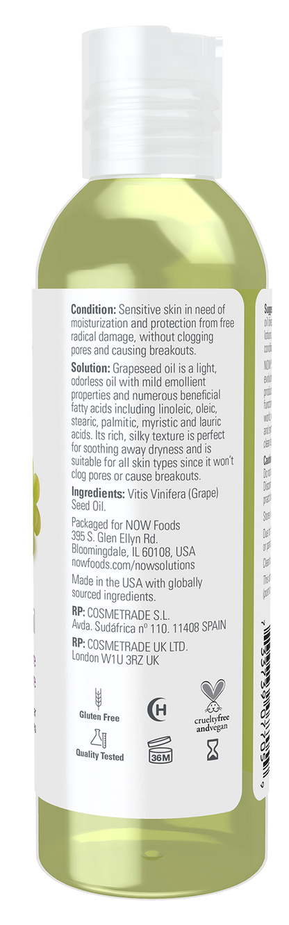NOW Solutions, Grapeseed Oil, Sensitive Skin & All Skin Types, 4 fl. oz