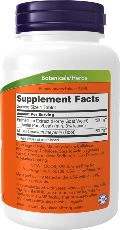 NOW Supplements, Horny Goat Weed Extract 750 mg, Tonifying Herb*, 90 Tabs