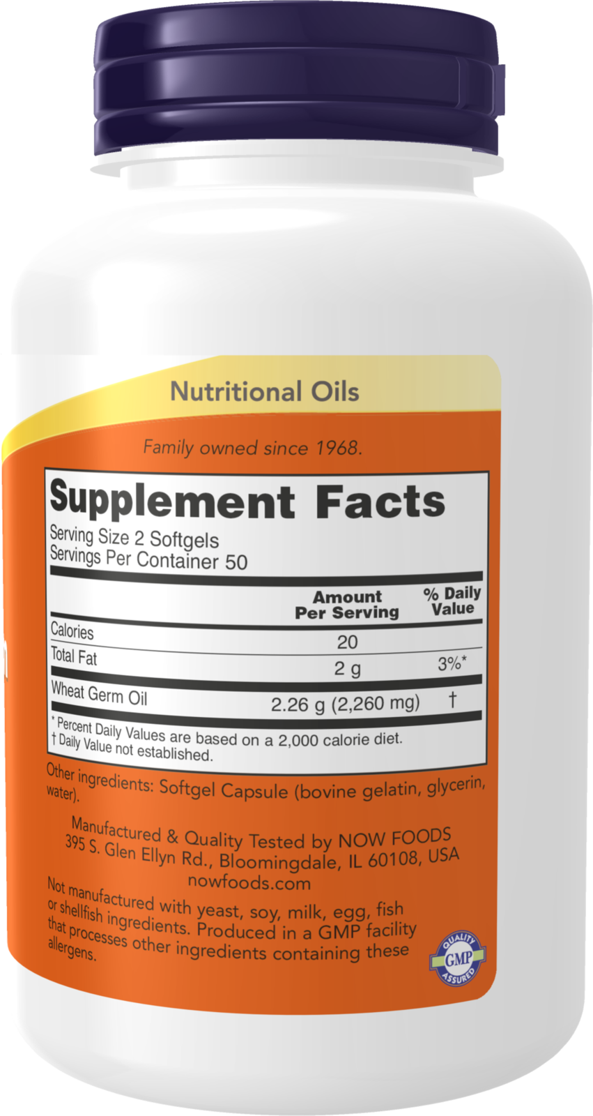 NOW Supplements, Wheat Germ Oil 1,130 mg with EFAs, 100 Softgels